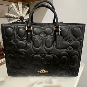 Coach Black Embossed Tote Bag